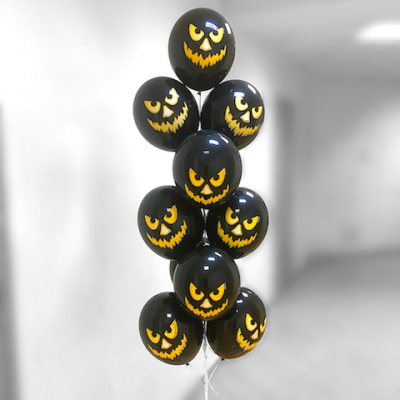 Фонтан из шаров Хэллоуин "Тыква чёрная" (высота 2 - 2,5 метра)